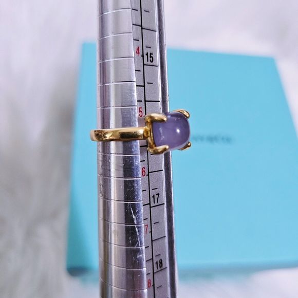 🧧SOLD🎋 RARE Tiffany & Co. Sugar Stack 18k Paloma Picasso Blue Chalcedony Ring - Picture 5 of 5
